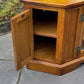 A WOOD BROTHERS OLD CHARM CARVED LIGHT OAK CORNER TV CABINET / MEDIA STAND / UNIT