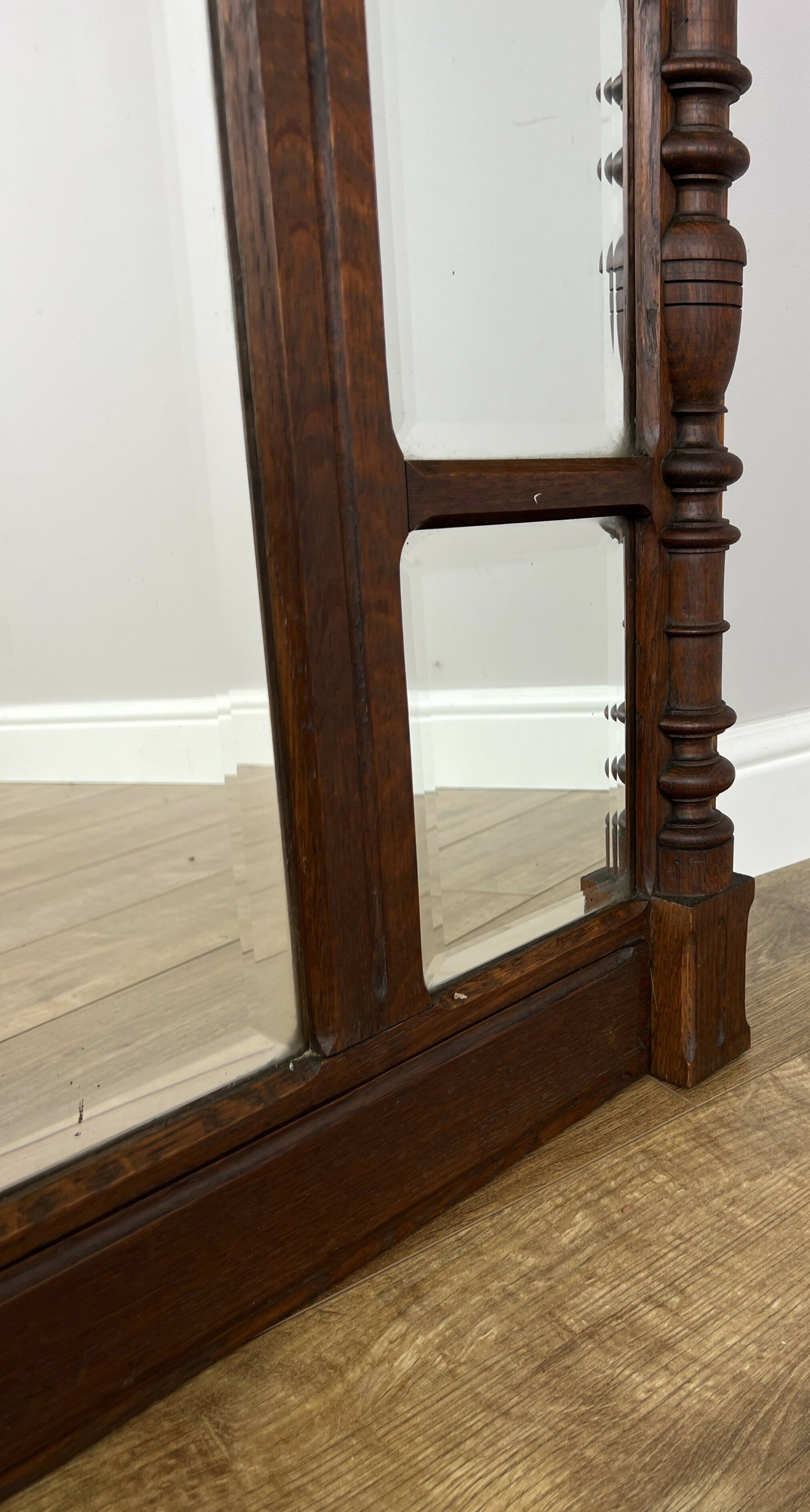 Mirror Antique French Oak Wall Mirror Bevelled Large Glass Wall Frame LOT 6370