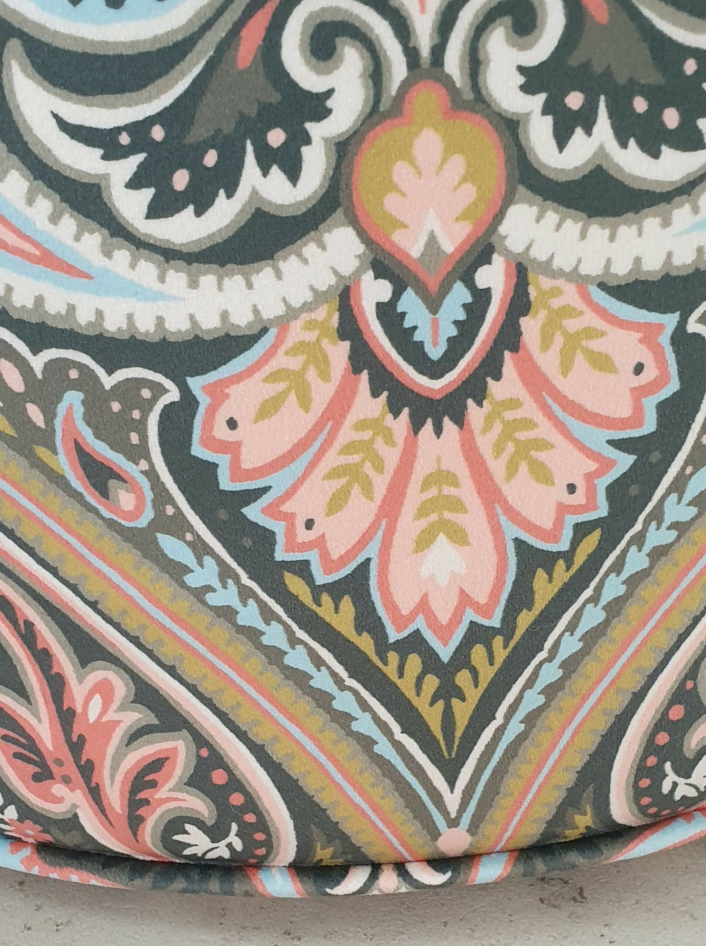 Footstool Circular Drum Style Newly Reuphstered in 'Antigua' Velvet.