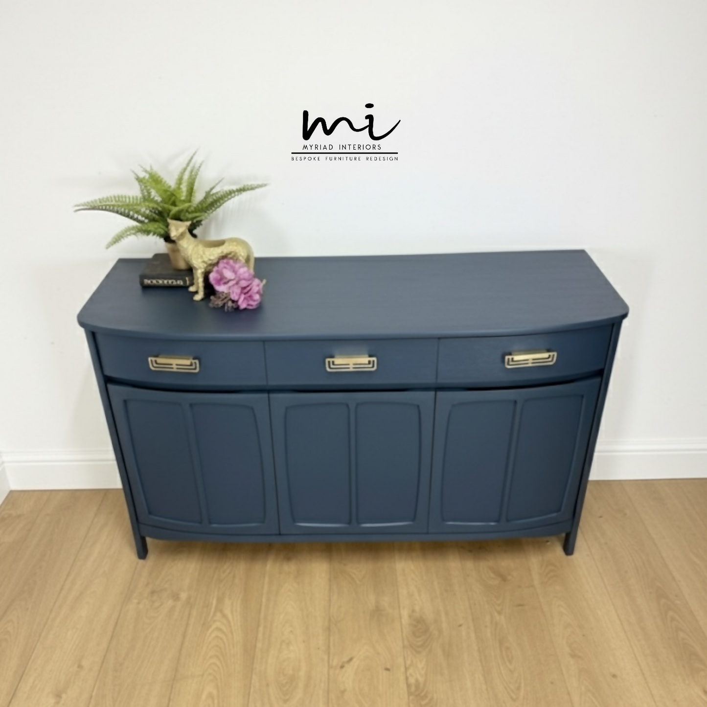 Refinished navy blue Nathan sideboard, mid century modern, tv stand, media unit, teak, drinks cabinet