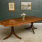 Regency Style Mahogany Extending Dining Table with Leaf - Twin Pedestal - D End