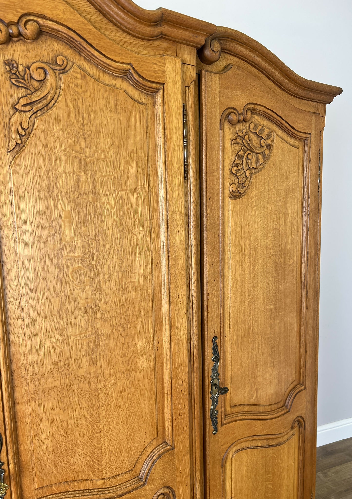 Wardrobe Vintage French Louis XVI Style Oak Four Door Carved Armoire LOT 6400