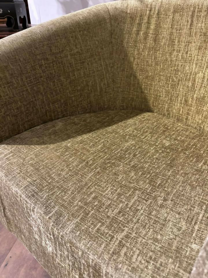 Pair of Chenille Lime Green Tub Chairs