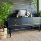 Sideboard With Drawers, TV Cabinet, Black Low And Wide, Mid Century.
