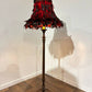 Vintage Carved Standard Lamp with Handmade Feather Shade