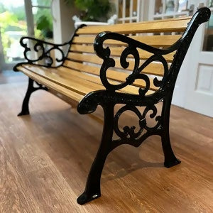 Fully Restored Cast Iron Garden Bench with Oiled Oak Slats