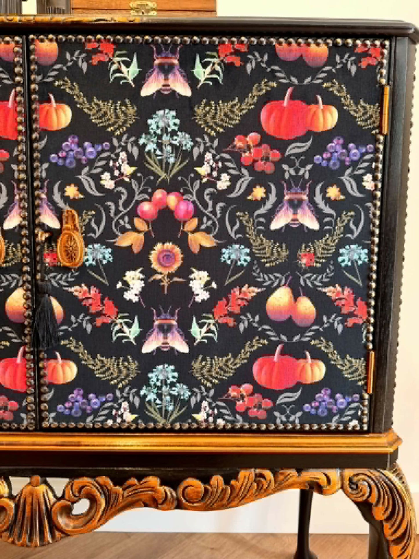 Drinks Cocktail Cabinet Ornate Vintage Home Bar | Velvet, Black, Copper, Florals