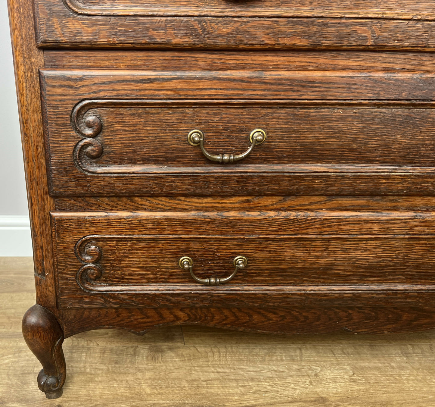 Chest of Drawers Vintage French Louis Oak 4 Drawers Carved Cabinet LOT 6269