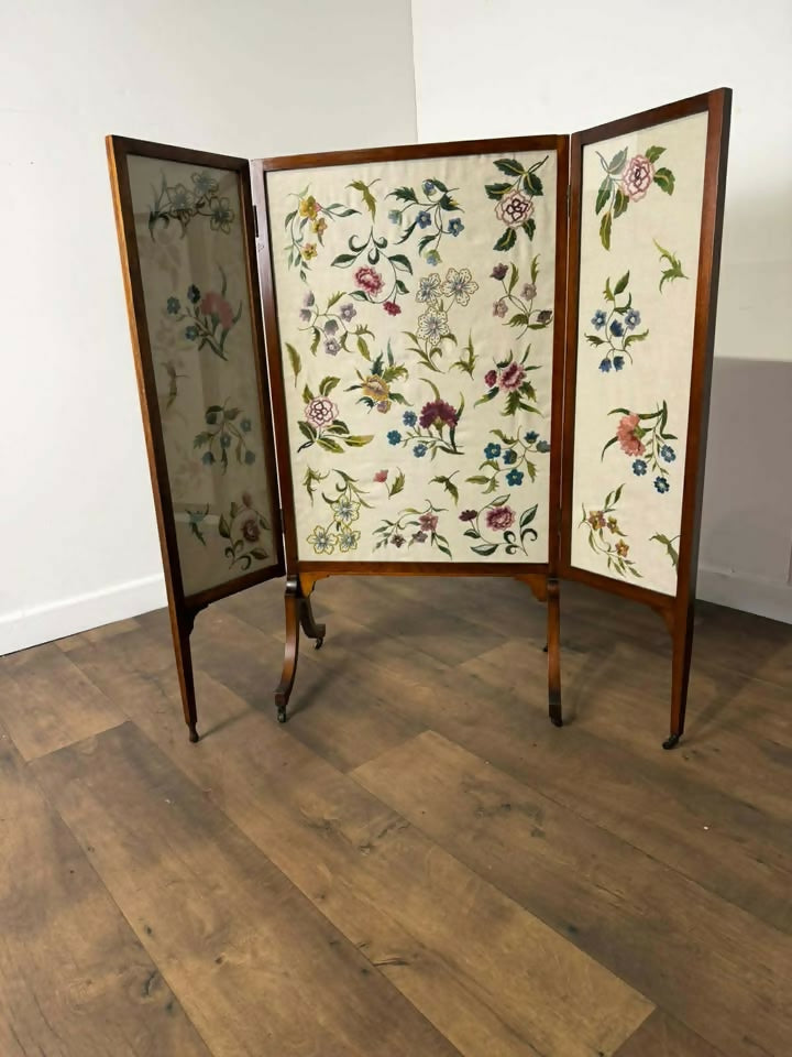 Edwardian Mahogany Folding Fire Screen