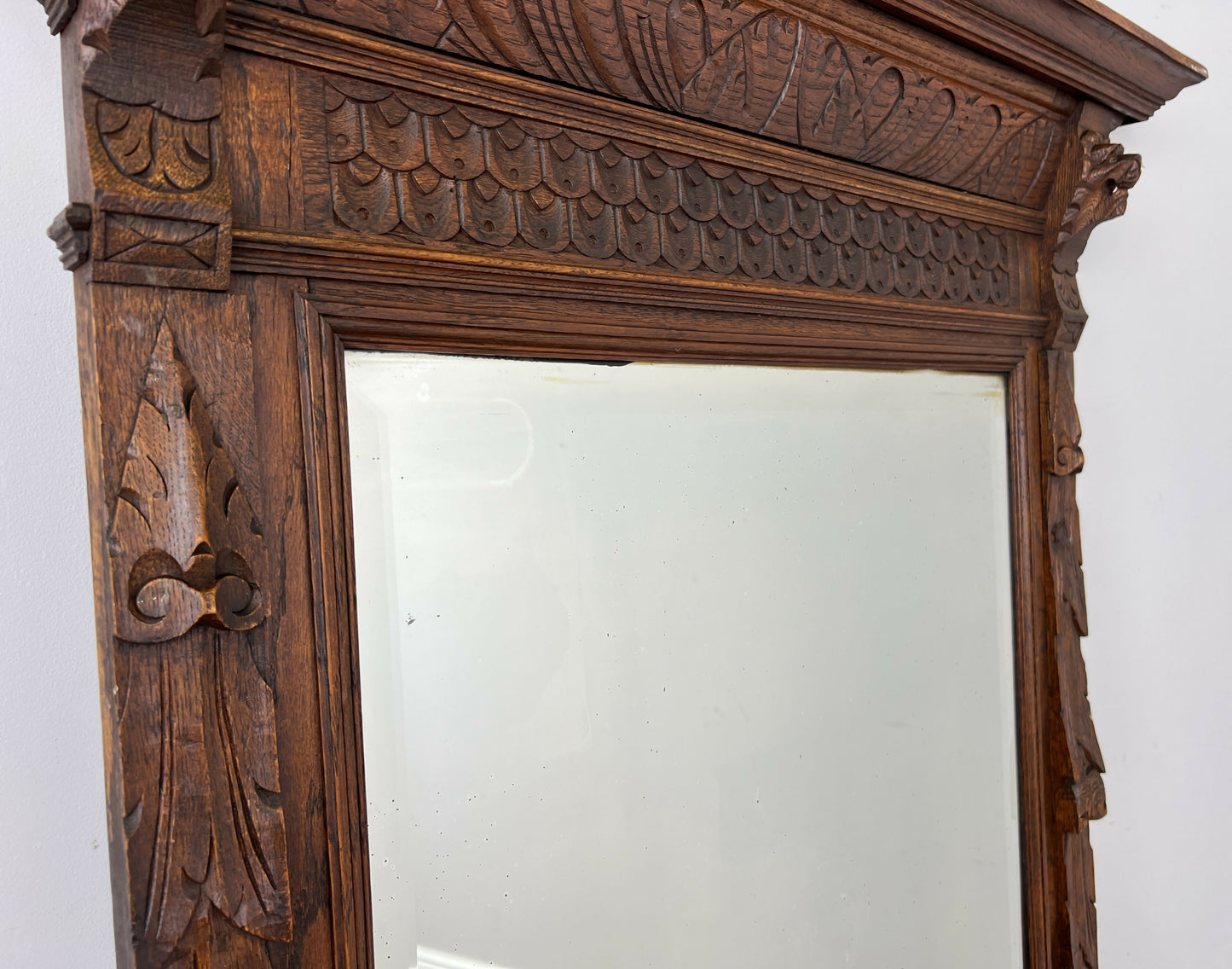 Mirror Antique French Oak Wall Mirror Home Decor Carved Wall Frame LOT 6371