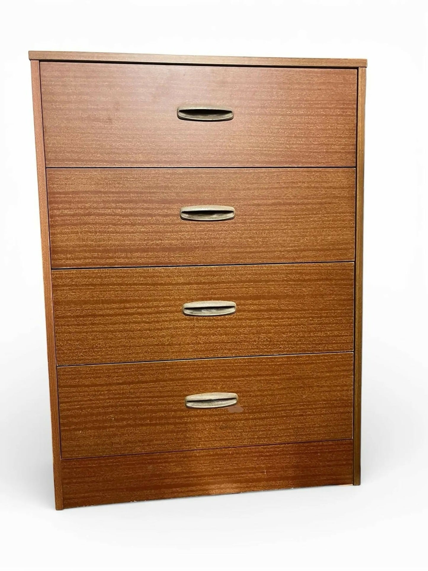 Vintage 4 Drawer Chest of Drawers by Homeworthy Mid Century Teak Effect 88cm