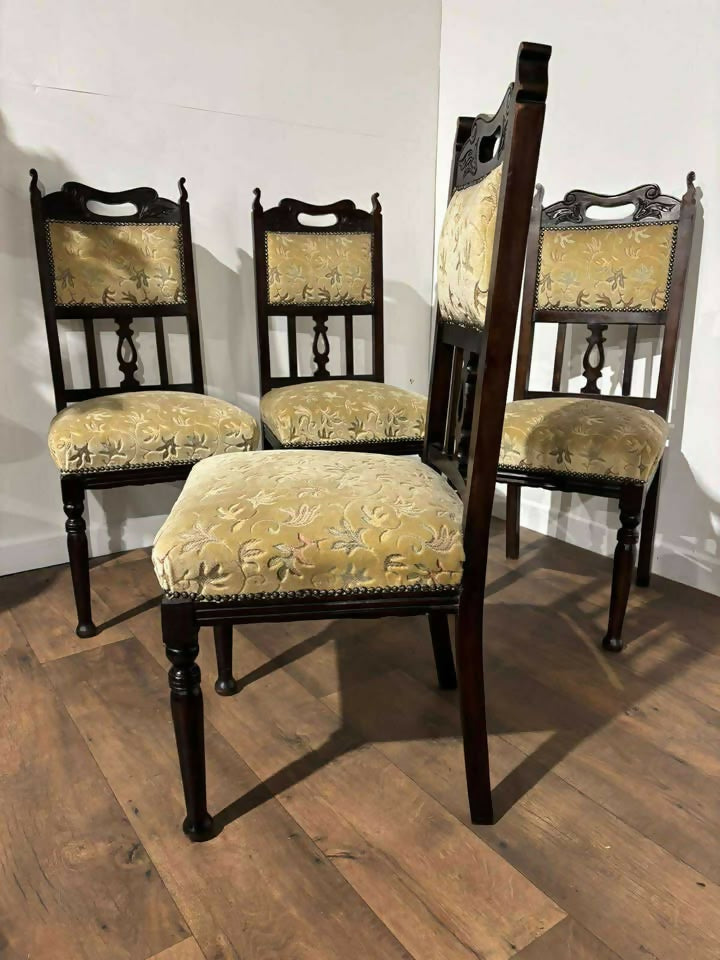 Set Of Four Edwardian High Back Dining Chairs