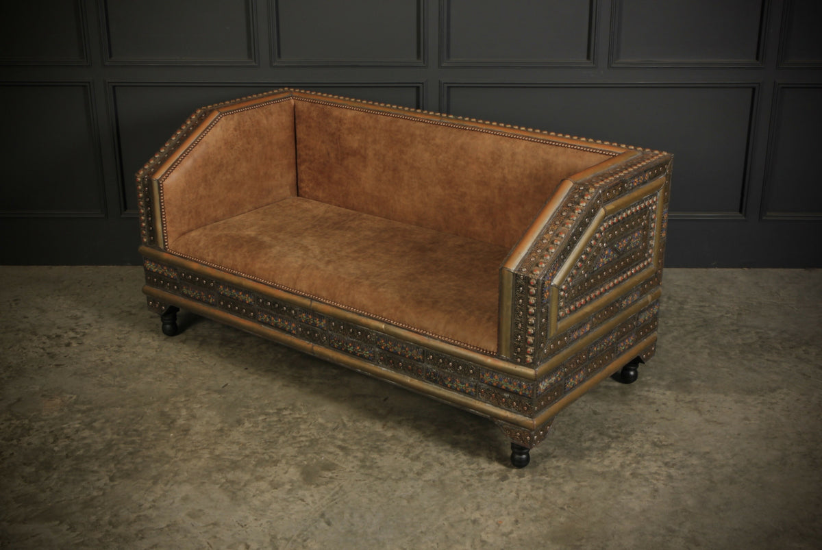 Moroccan Embossed Metal & Leather Sofa