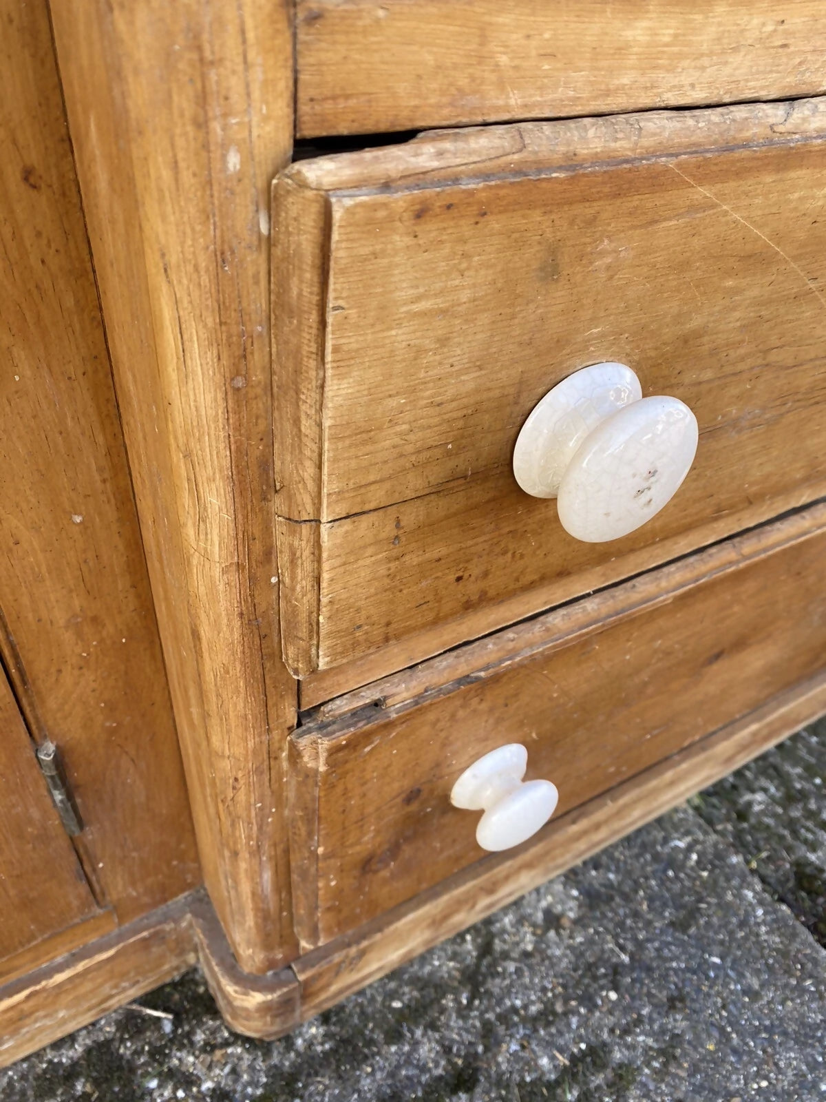 Large Antique Victorian Pine Glazed Dresser Housekeepers Cupboard