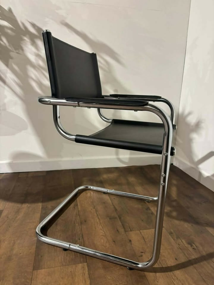 Contemporary Chrome & Faux Leather Armchair