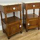 Pair of Bedside Tables Antique French Marble Top Oak Carved Cabinets LOT 6182