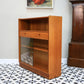 Nathan Teak Slimline Bookcase Wall Unit with Glass Doors and Two Drawers