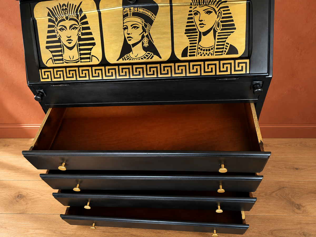 THE AFRICAN ASPECTS UPCYCLED - ONE-OFF FURNITURE ART - The Golden Dynasty Statement writing bureau