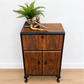 Refurbished Petit Art Deco Burl Walnut Cocktail Cabinet, black and gold drinks cabinet