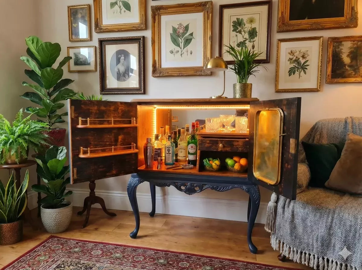 MADE TO ORDER - The Gallery of Curiosities - a bespoke drinks/whisky cabinet. Quirky and elegant!