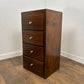 Vintage Dark Oak Veneer Narrow Of Four Drawer Chest