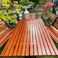Black Vintage Cast Iron Patio Set adorned with Sapele Wood 3 seater Benches included