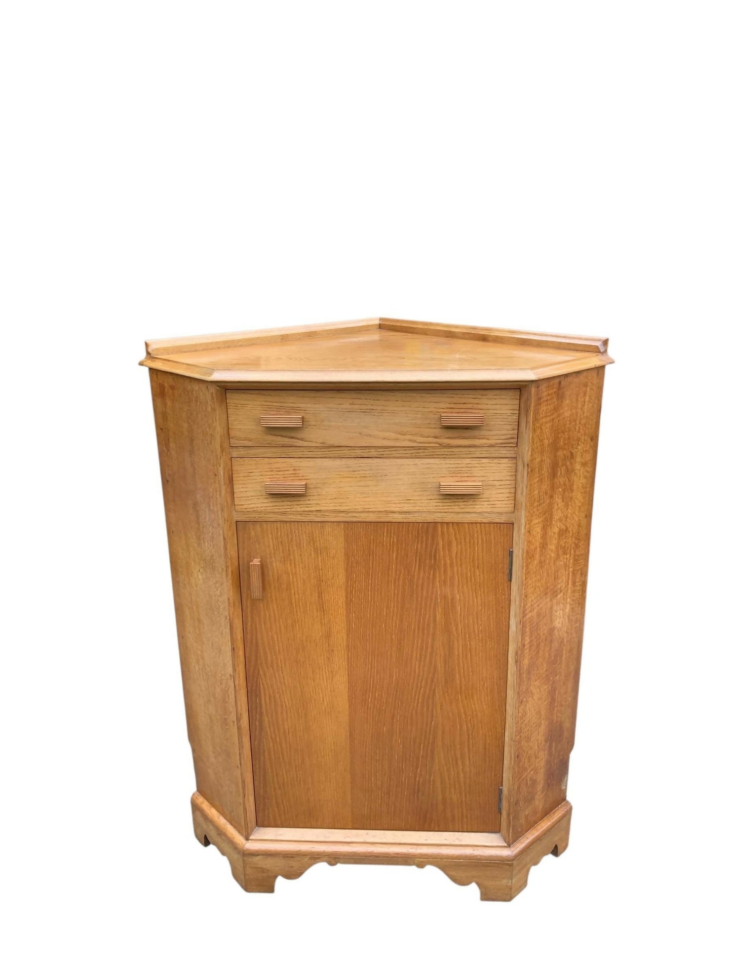 Mid century light Oak corner cupboard / drinks cabinet