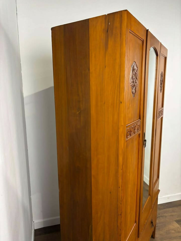 Edwardian Satin Walnut Single Wardrobe
