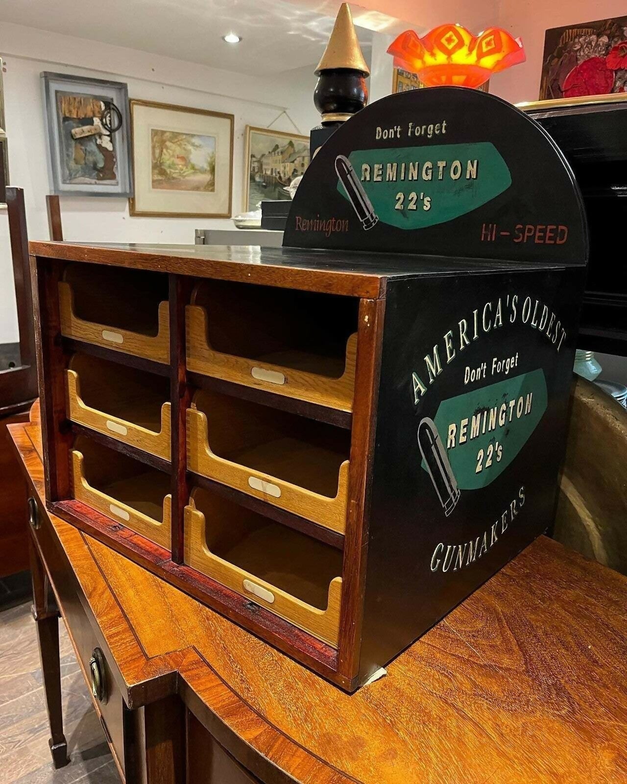 Vintage Set Of Shop Drawers. Advertising Cabinet. Remington Shop Counter Cabinet.