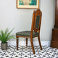 Victorian Side or Hall Chair Carved Back in Solid Oak with Green and Gold Fabric