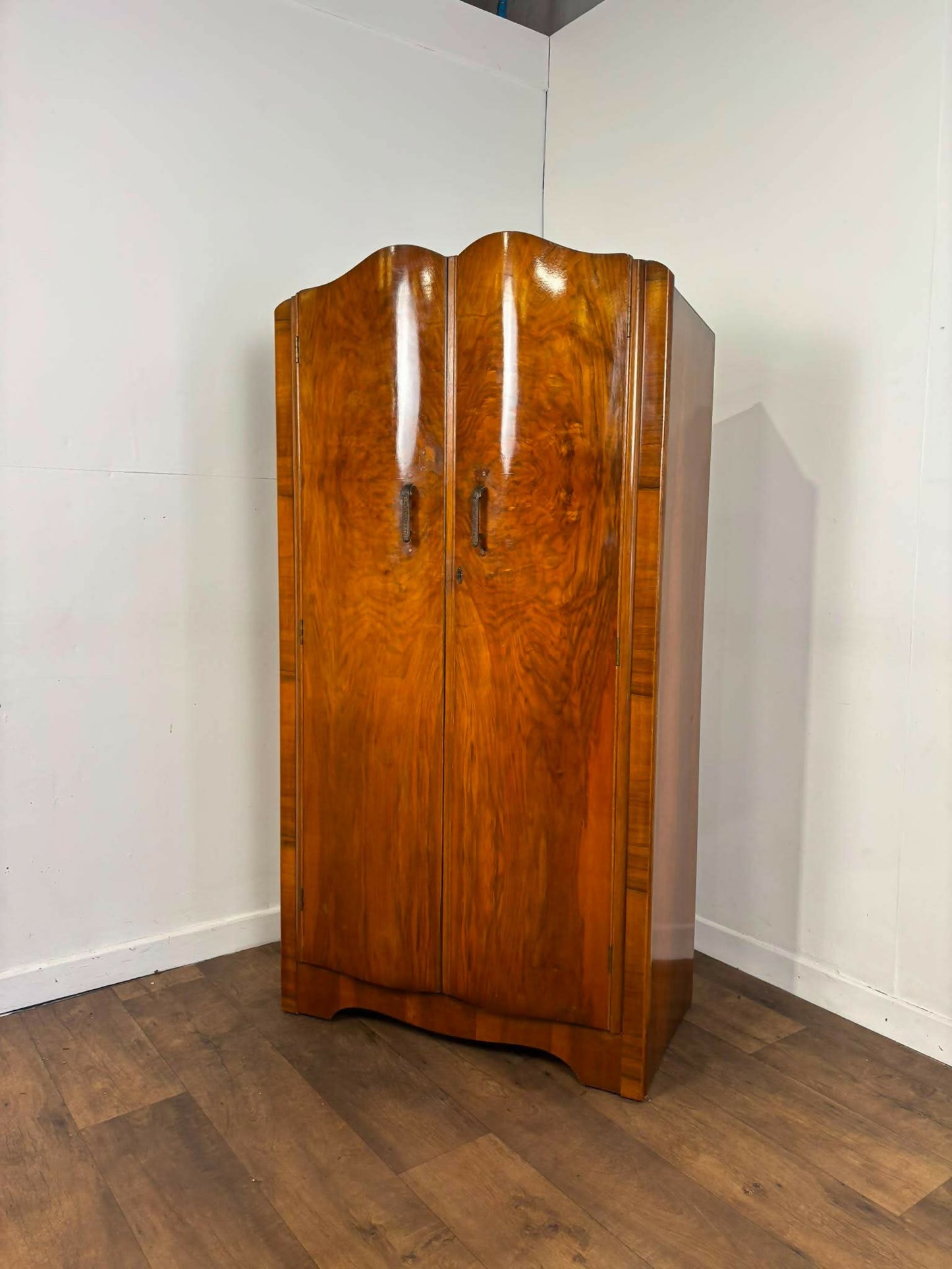 Vintage Art Deco Style Walnut Veneer Wardrobe