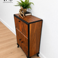 Refurbished Petit Art Deco Burl Walnut Cocktail Cabinet, black and gold drinks cabinet