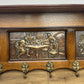 Coat Rack Vintage French Oak 6 Brass Hooks Wall Shelf Coat Hanger LOT 6552