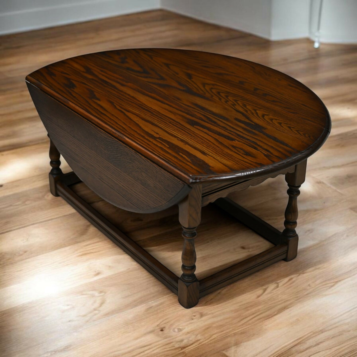 Old Charm Oak Drop Leaf Long Oval Coffee Table Light Oak 2144 FREE UK Delivery