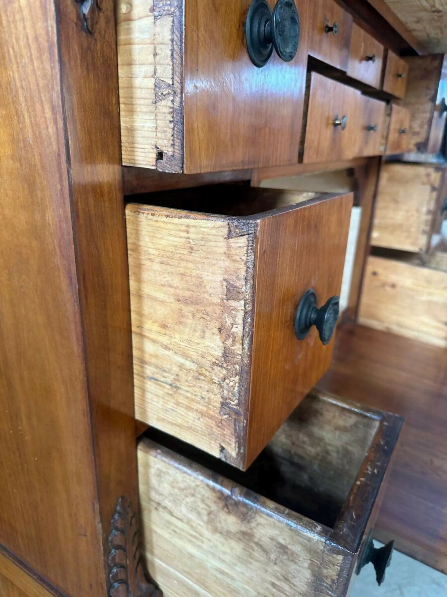 Vintage French Walnut Second Empire Secretaire A Abattant, C1890