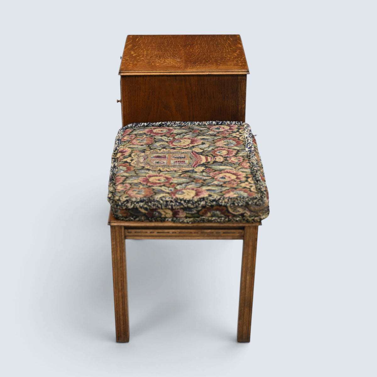 Hall Telephone Table/Seat With Cushion & Small Cupboard Vintage FREE UK Delivery