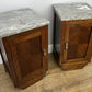 Pair of Bedside Tables Antique French Style Oak Marble Top Cabinets LOT 6573