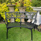 Black Vintage Large Patio Set 4 Benches, Parasol and Heat Lamps