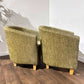 Pair of Chenille Lime Green Tub Chairs