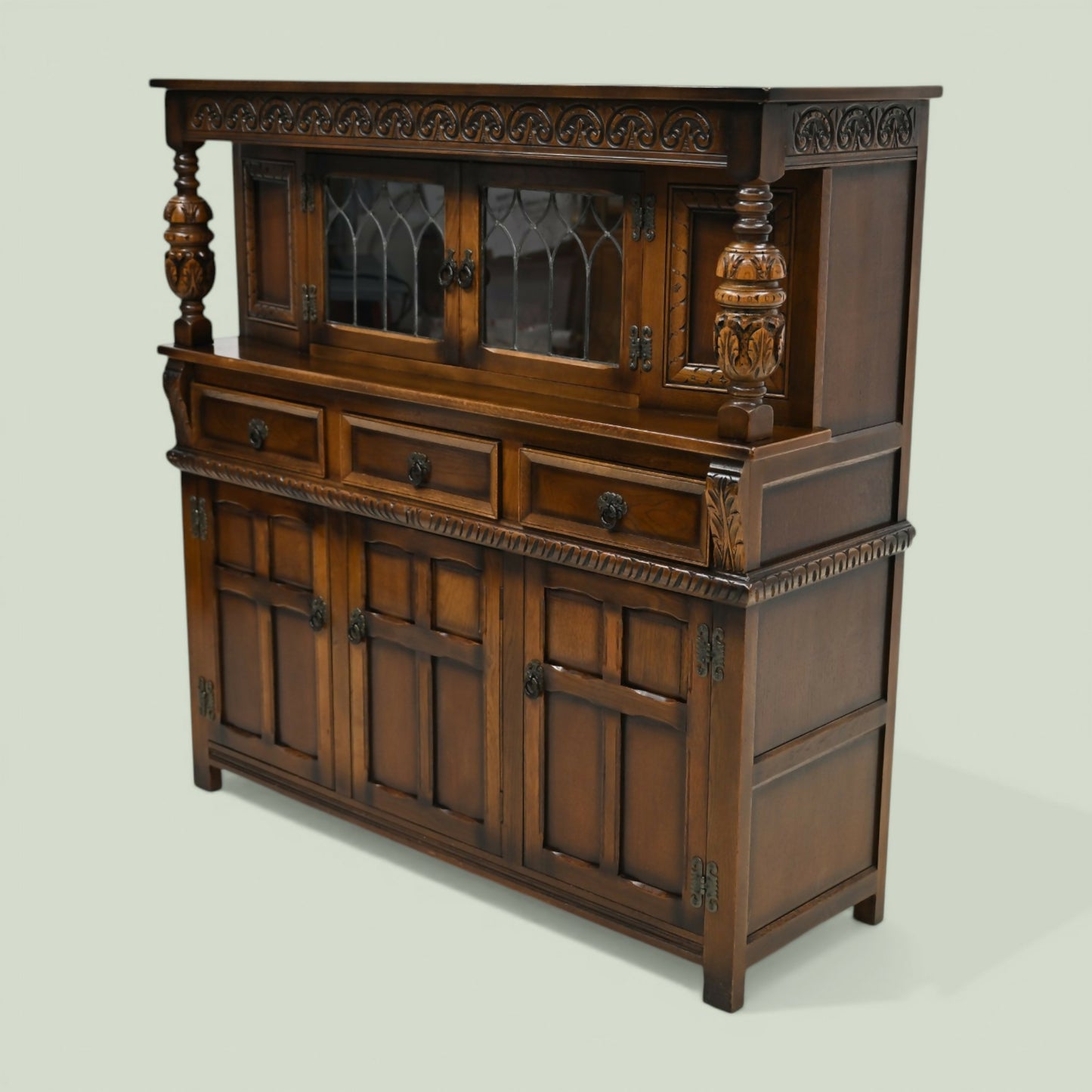 Old Charm Court Cupboard Buffett Sideboard Oak Tudor Style FREE UK Delivery.