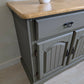 Vintage Oak Sideboard | Olive Green Painted Sideboard with Natural Oak Top