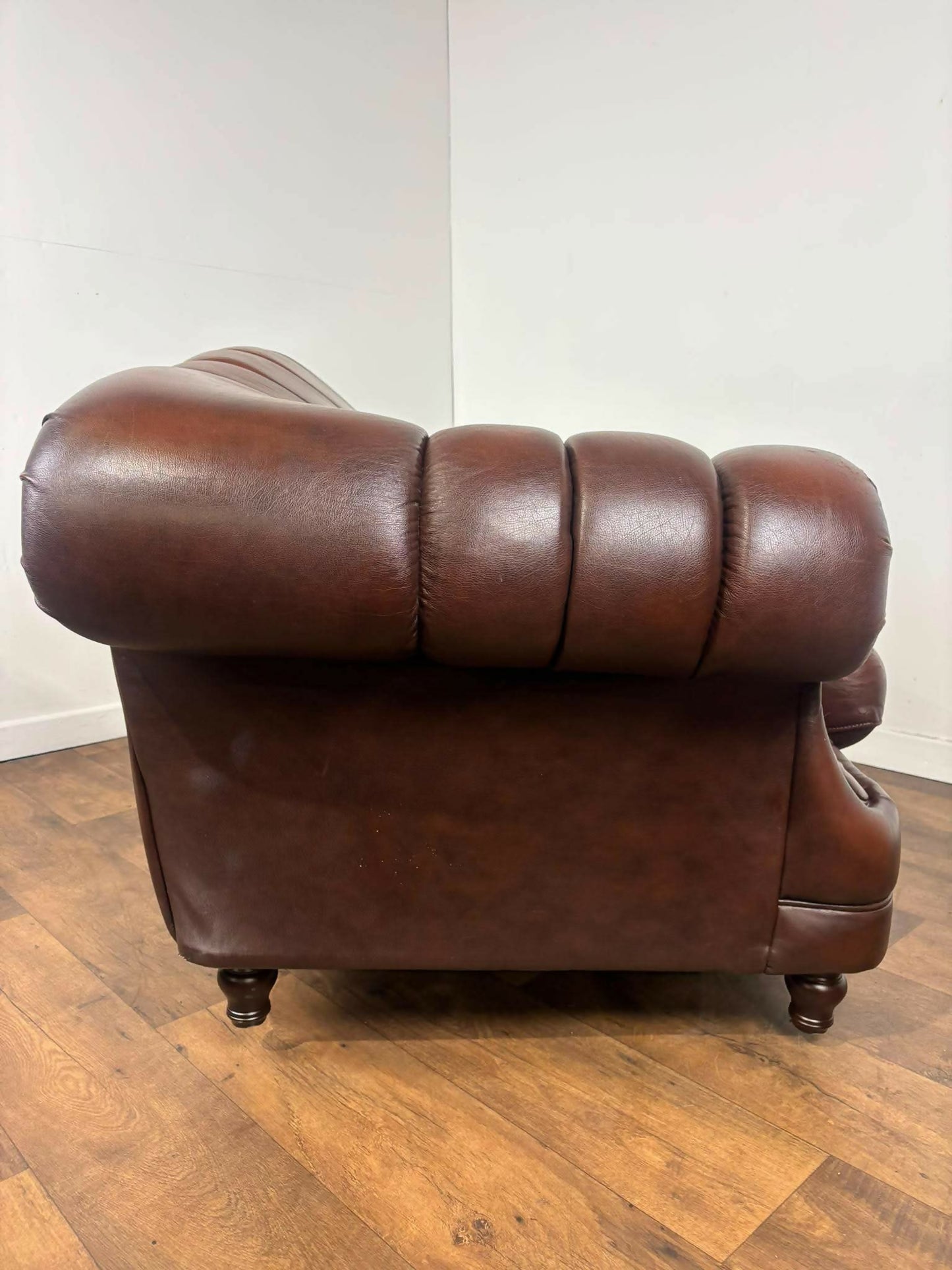 Thomas Lloyd Brown Leather Chesterfield Style Sofa