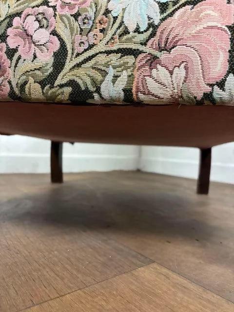Vintage Reupholstered Floral Wingback Fireside Armchair