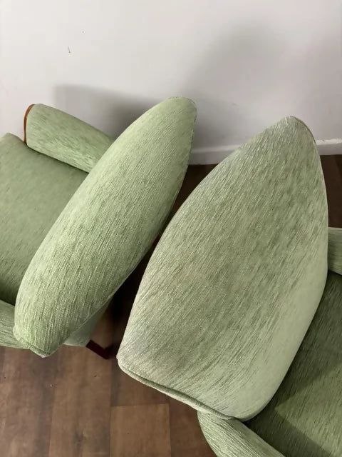 Vintage Pair of Parker Knoll Light Green Upholstered Armchairs – Model PK 749-1014
