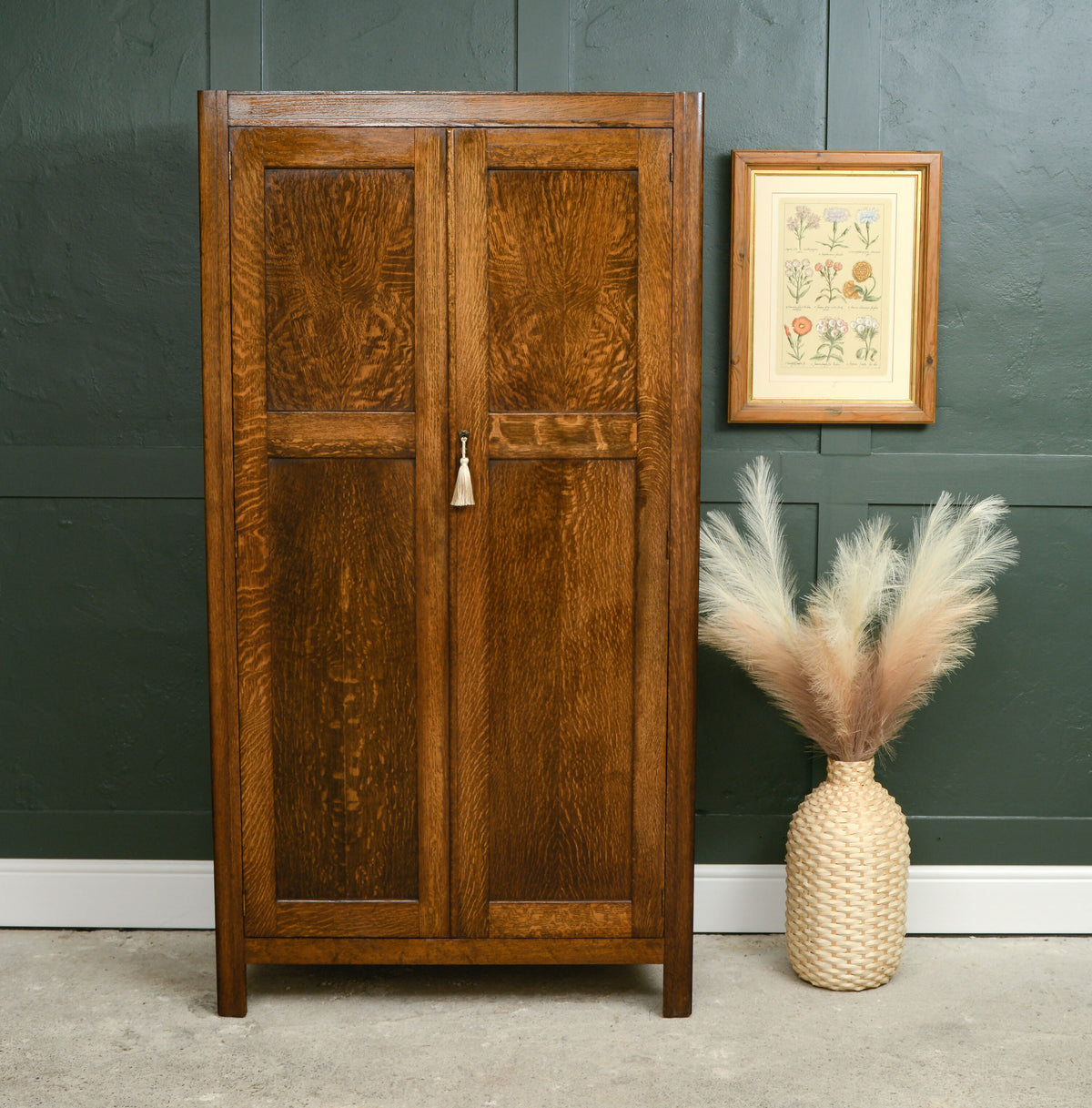 Vintage Oak Gentlemans Wardrobe - 1930s - 1940s