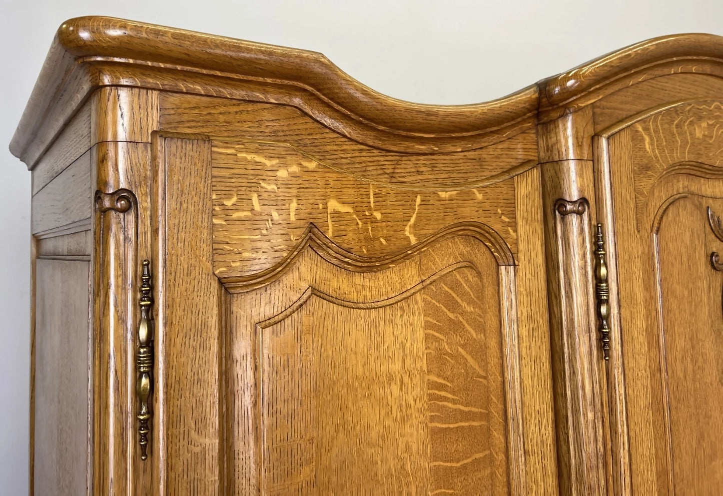 Wardrobe Vintage French Louis XVI Style Four Door Oak Carved Armoire LOT 4929