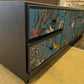 Midcentury Meredew Sideboard: Upcycled Charcoal Grey Floral TV Unit