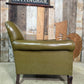 Vintage Edwardian Green Leather Armchair, c.1930