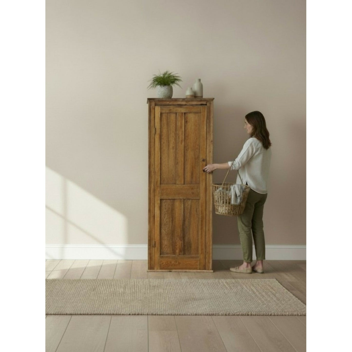 Victorian Pine Cupboard House Keepers Pantry Pitch Pine Rustic Farmhouse Larder Linen Cabinet