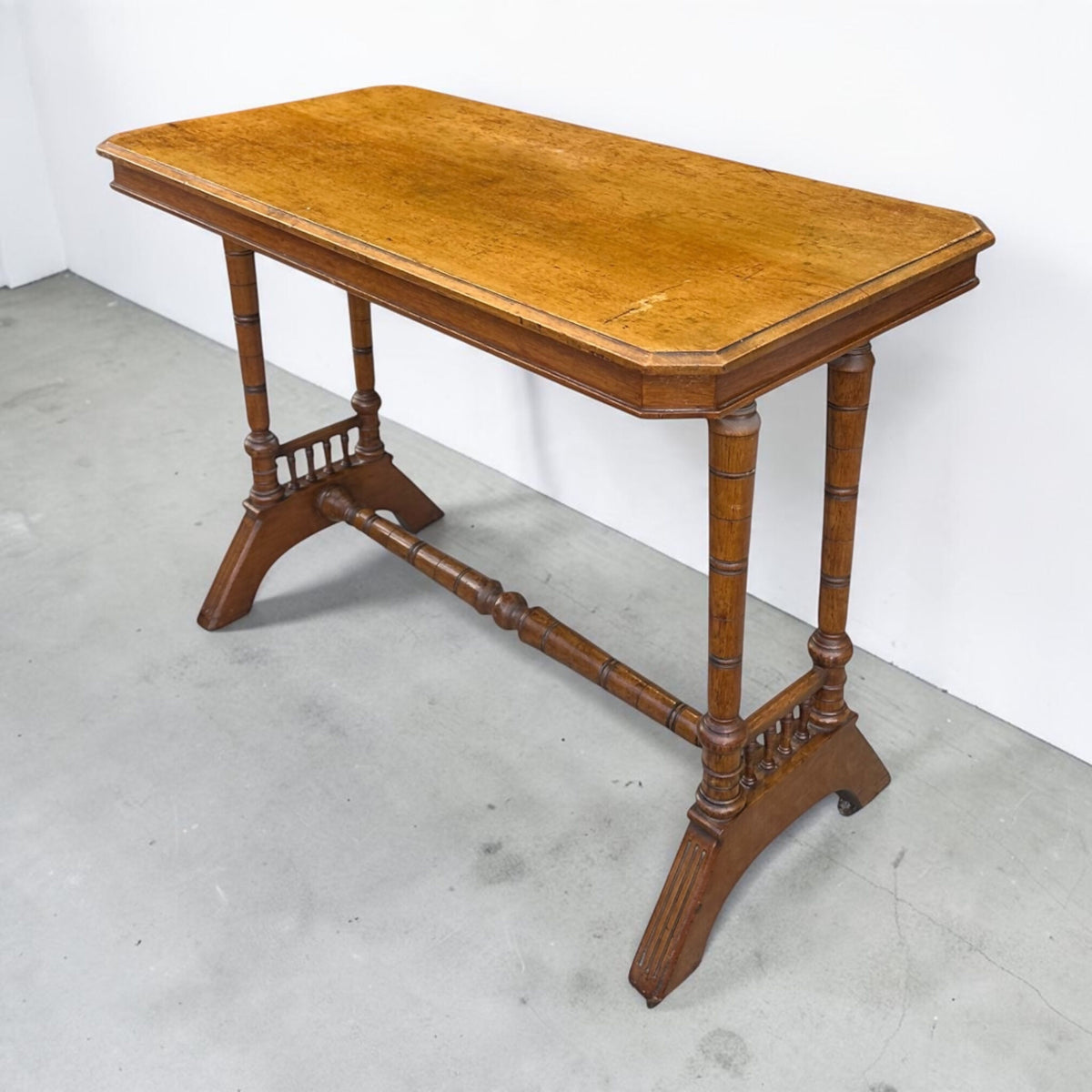 Antique late Victorian Oak stretcher table / desk.